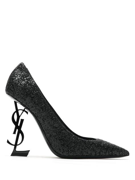 ysl heels black glitter|ysl heel price.